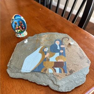 Handcrafted Nativity Scene Slate Decor